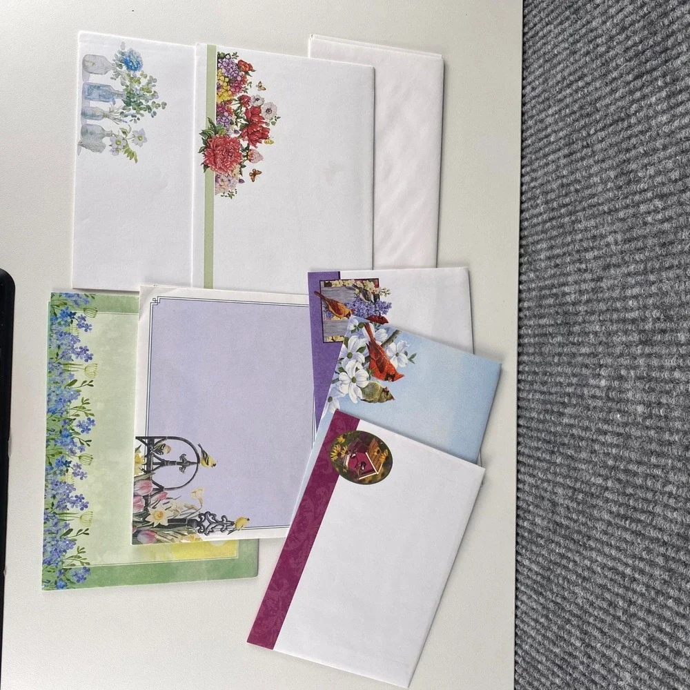 8 Assorted Nature‎ Bird and Floral Greeting Cards with Decorated Envelopes Set